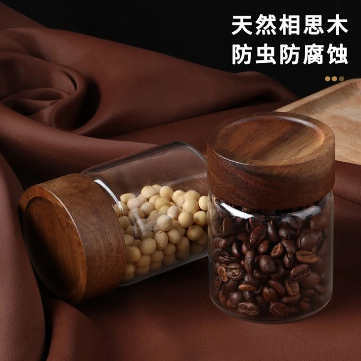 Glass Storage Jar With Acacia Wood Lid